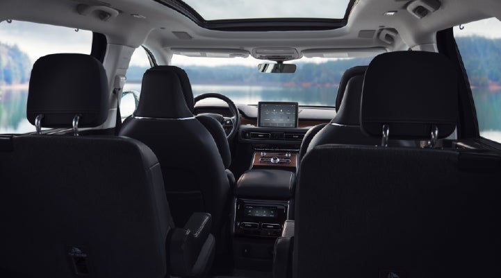 The interior of a 2024 Lincoln Aviator® SUV from behind the second row | Gray-Daniels Lincoln in Brandon MS