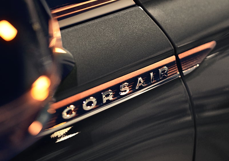 The stylish chrome badge reading “CORSAIR” is shown on the exterior of the vehicle. | Gray-Daniels Lincoln in Brandon MS
