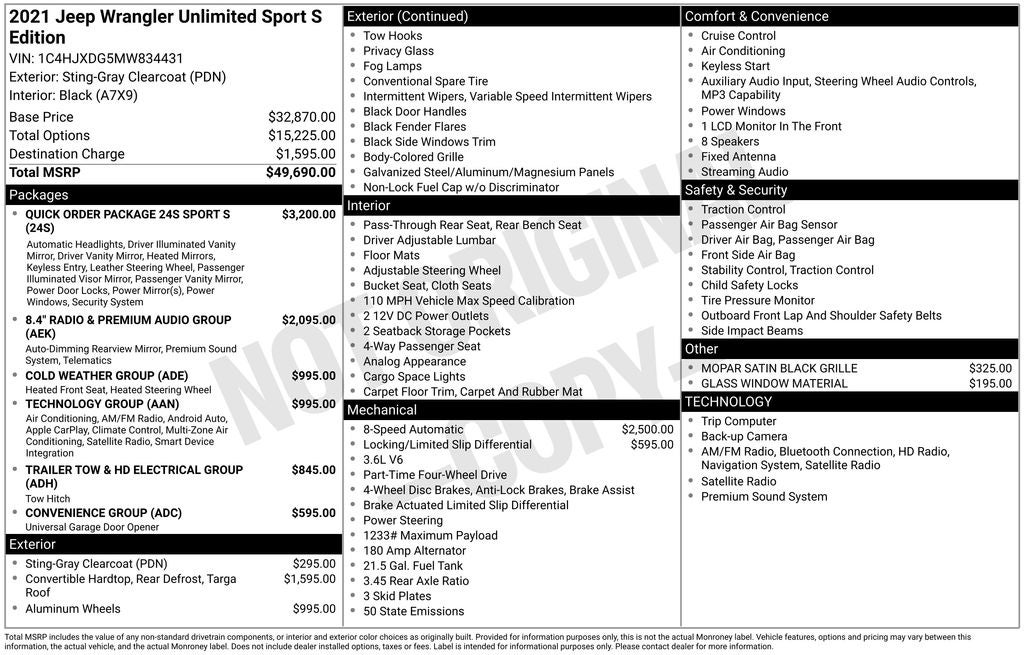 2021 Jeep Wrangler Unlimited Sport S