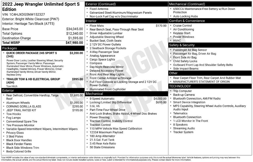 2022 Jeep Wrangler Unlimited Sport S
