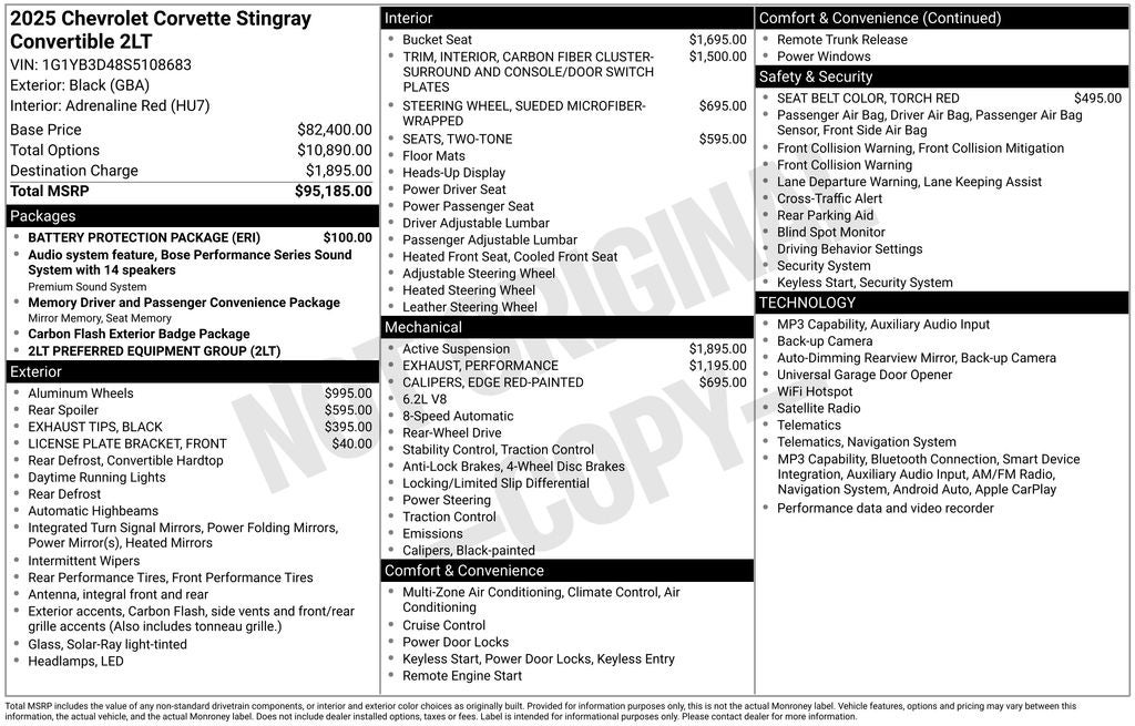 2025 Chevrolet Corvette Stingray 2LT