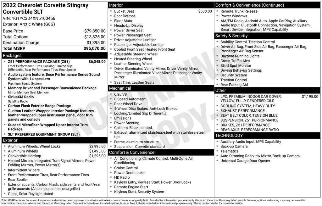 2022 Chevrolet Corvette Stingray 3LT