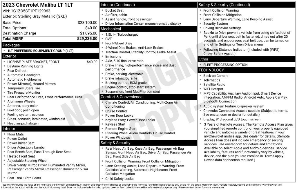 2023 Chevrolet Malibu LT 1LT