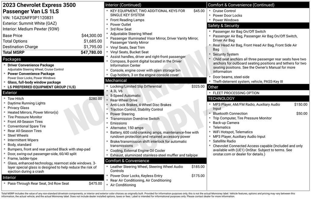 2023 Chevrolet Express 3500 LS Passenger