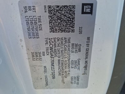 2021 Chevrolet Express 2500 Work Van Cargo