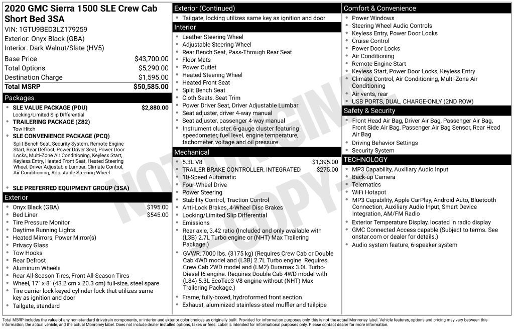 2020 GMC Sierra 1500 SLE