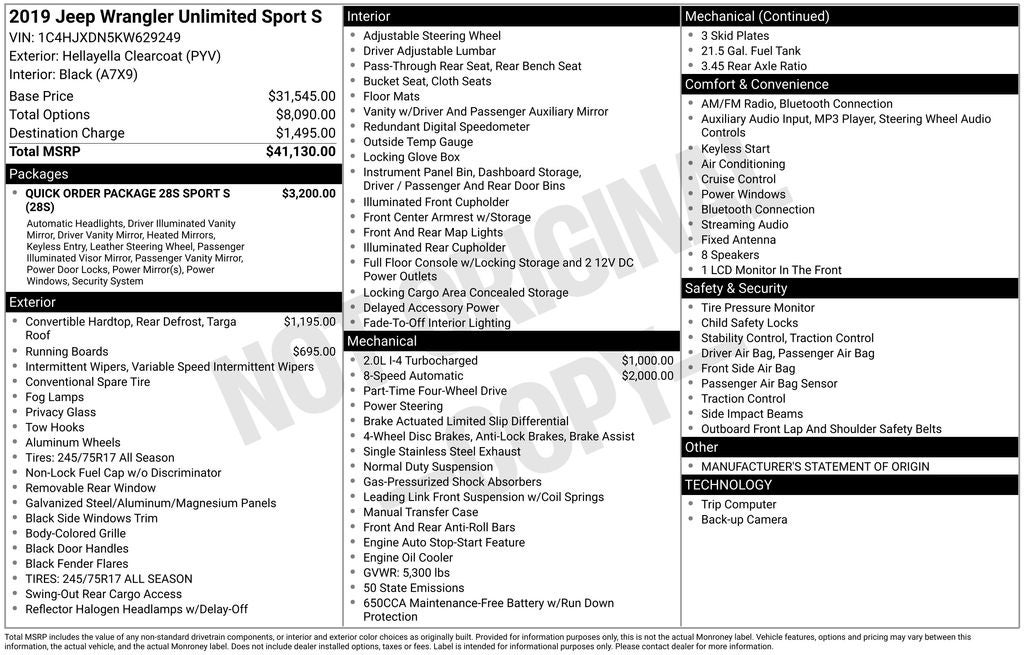 2019 Jeep Wrangler Unlimited Sport S