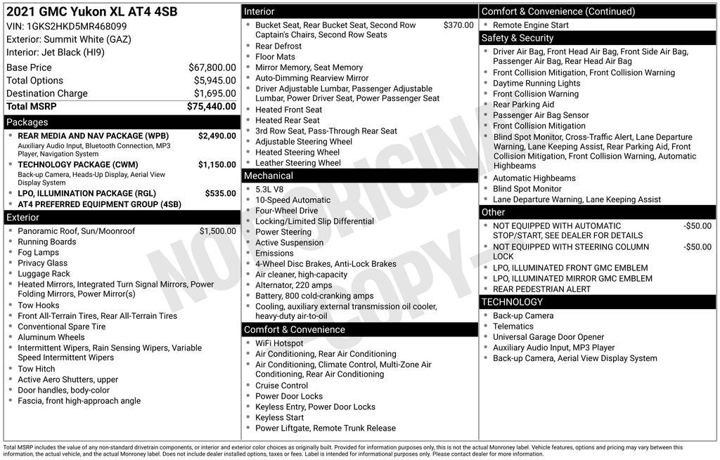 2021 GMC Yukon XL AT4