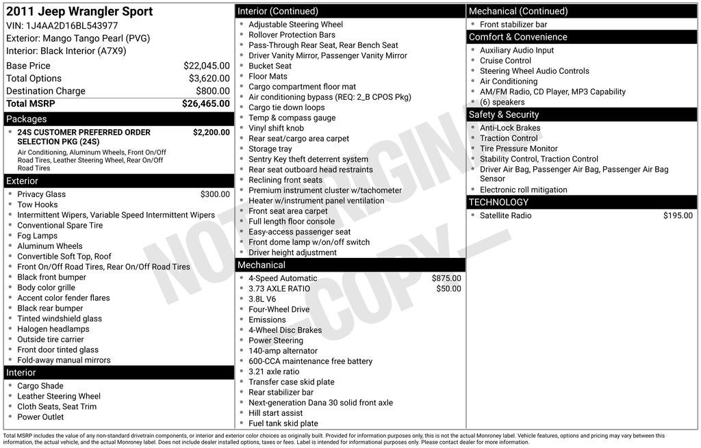 2011 Jeep Wrangler Sport