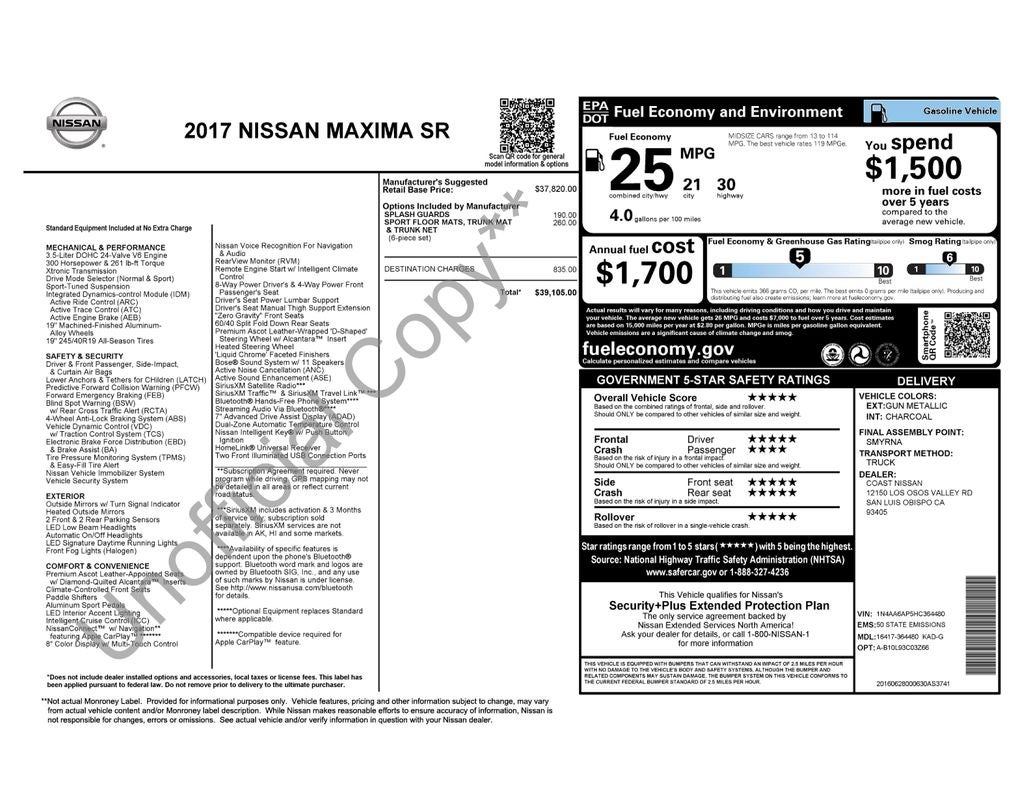 2017 Nissan Maxima SR