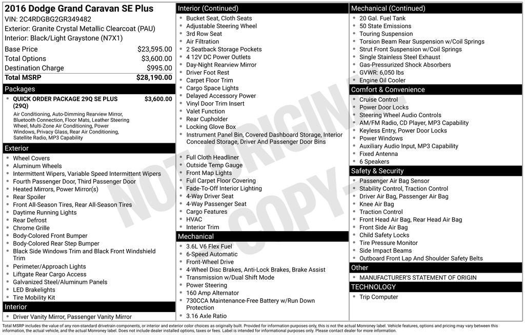 2016 Dodge Grand Caravan SE Plus
