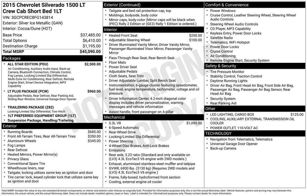 2015 Chevrolet Silverado 1500 LT LT1
