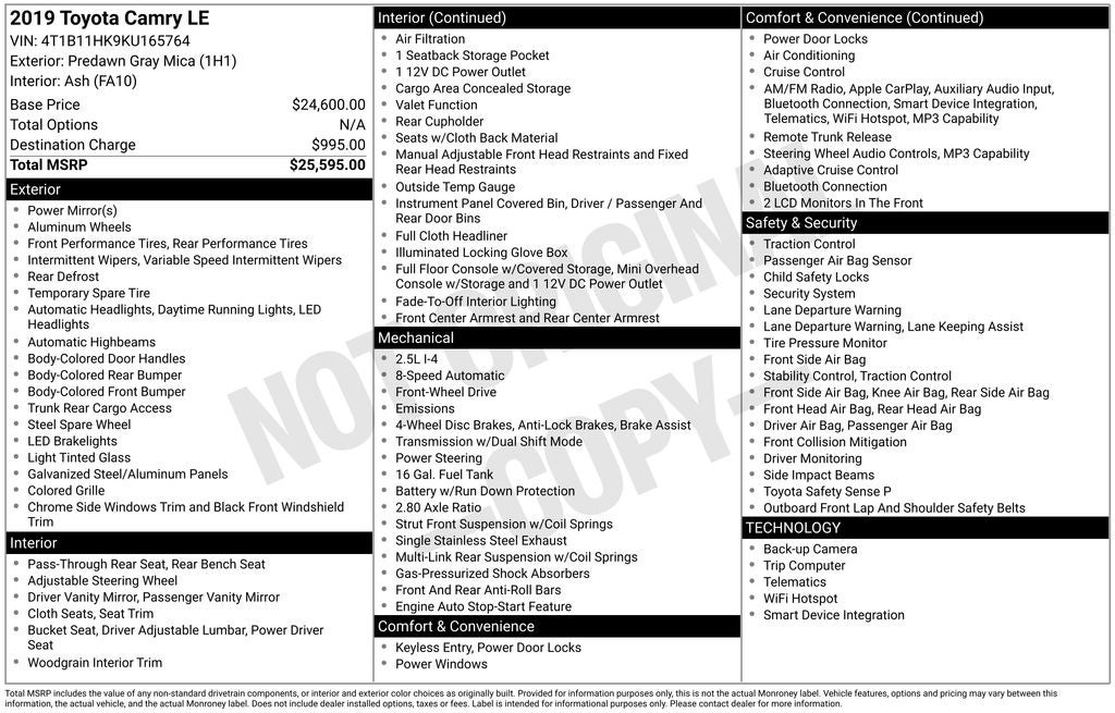 2019 Toyota Camry LE