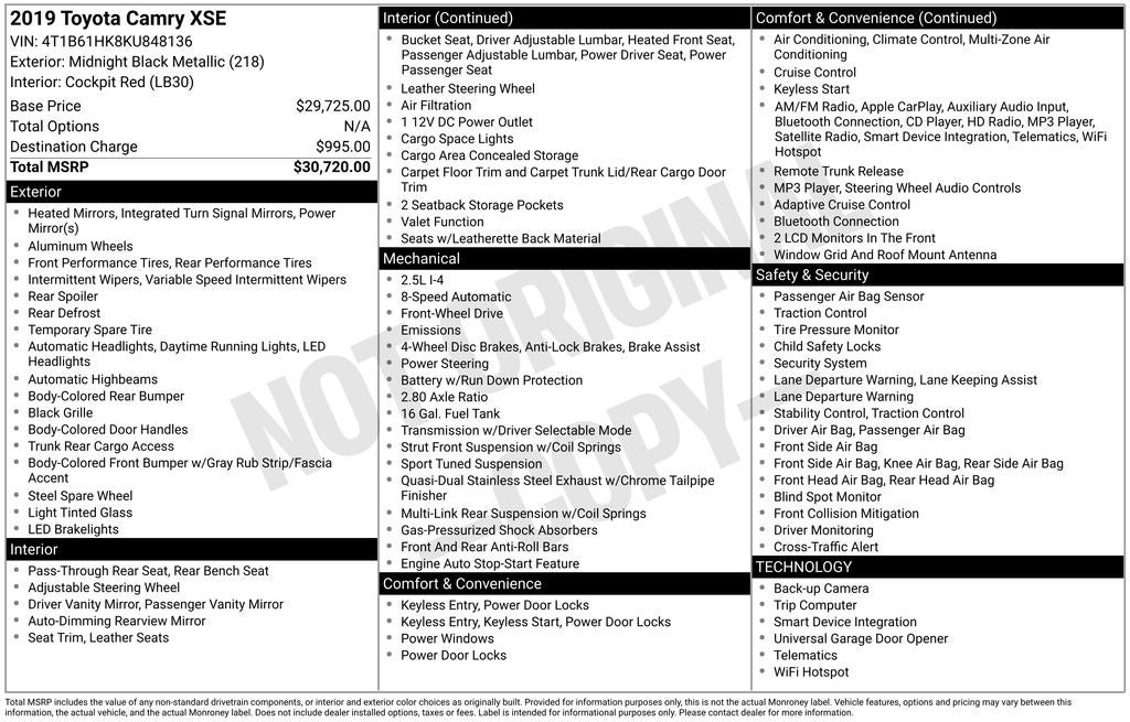 2019 Toyota Camry XSE