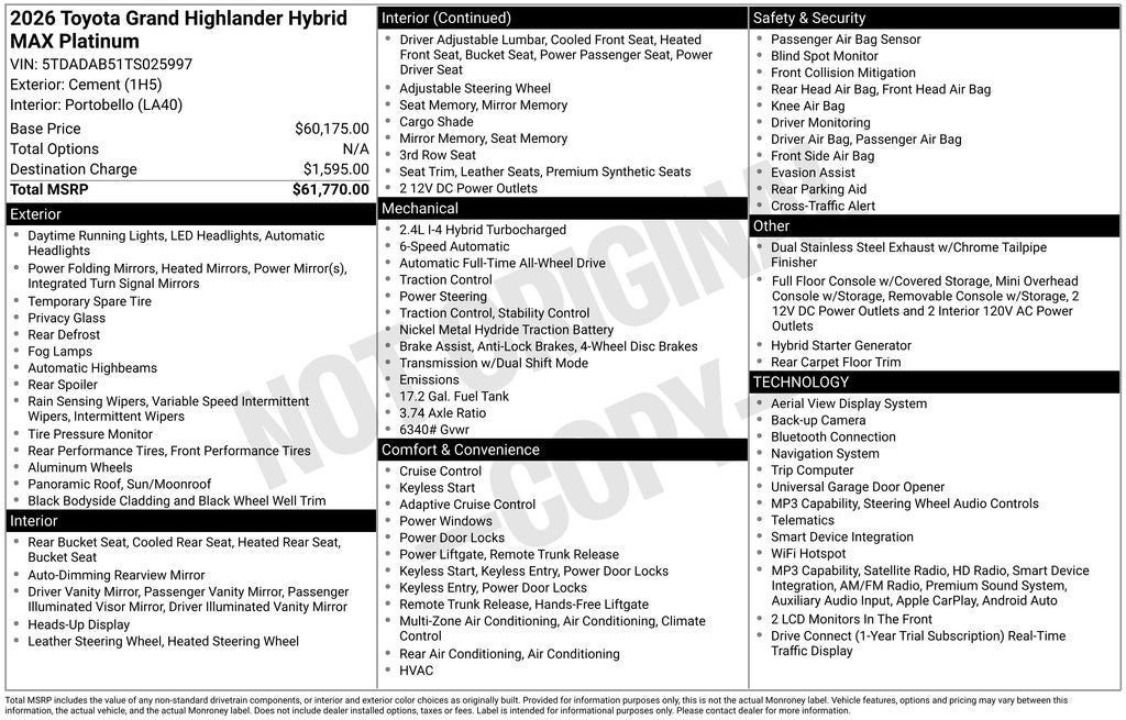 2026 Toyota Grand Highlander Hybrid MAX Platinum