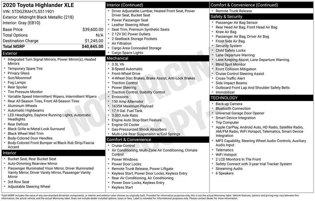 2020 Toyota Highlander XLE