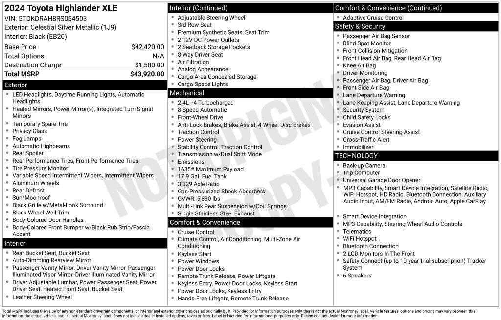 2024 Toyota Highlander XLE