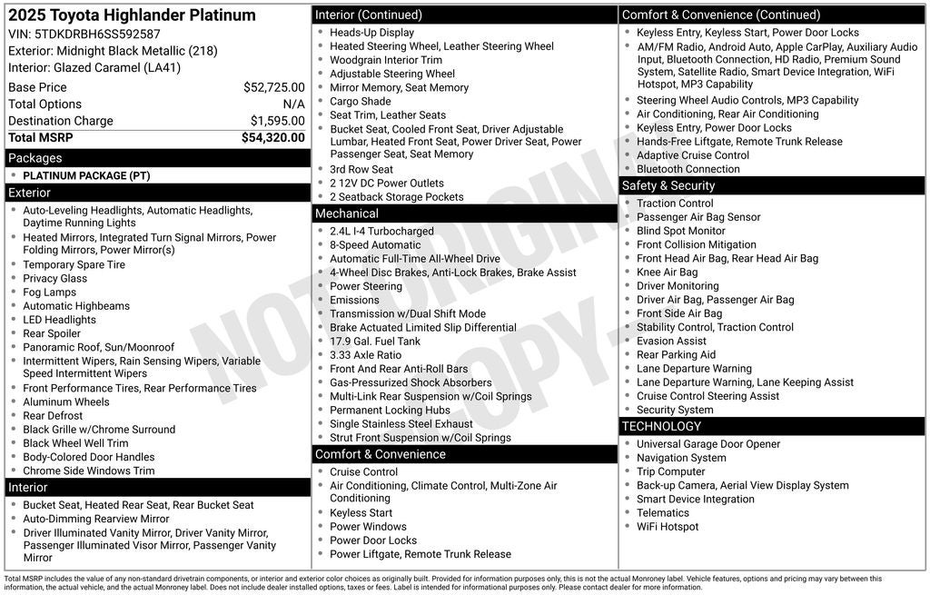 2025 Toyota Highlander Platinum