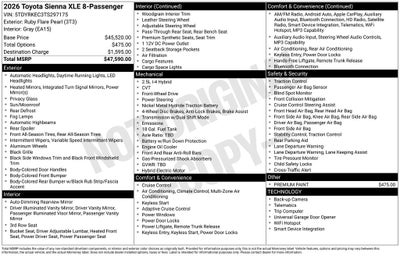 2026 Toyota Sienna XLE 8 Passenger