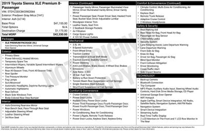 2019 Toyota Sienna XLE Premium 8 Passenger