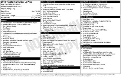2019 Toyota Highlander LE Plus