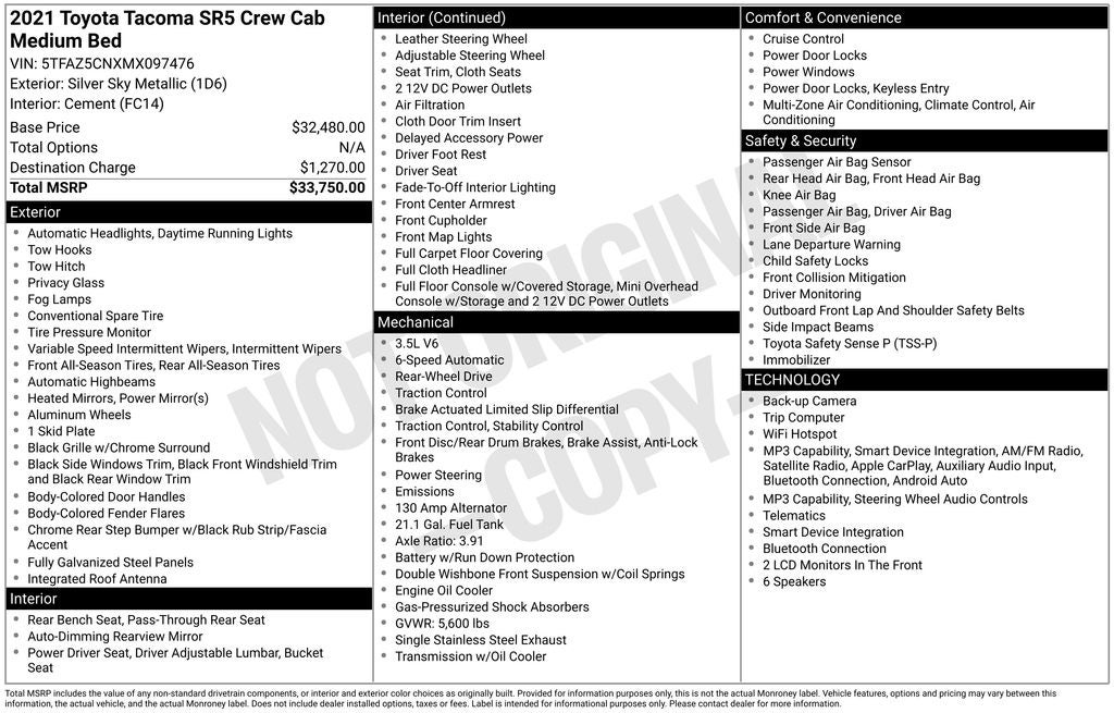 2021 Toyota Tacoma SR5 V6