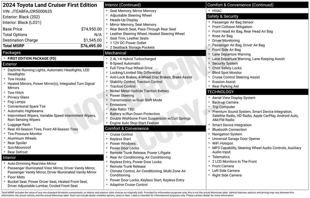 2024 Toyota Land Cruiser First Edition