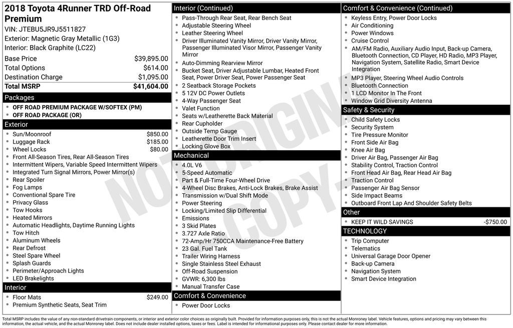 2018 Toyota 4Runner TRD Off-Road Premium