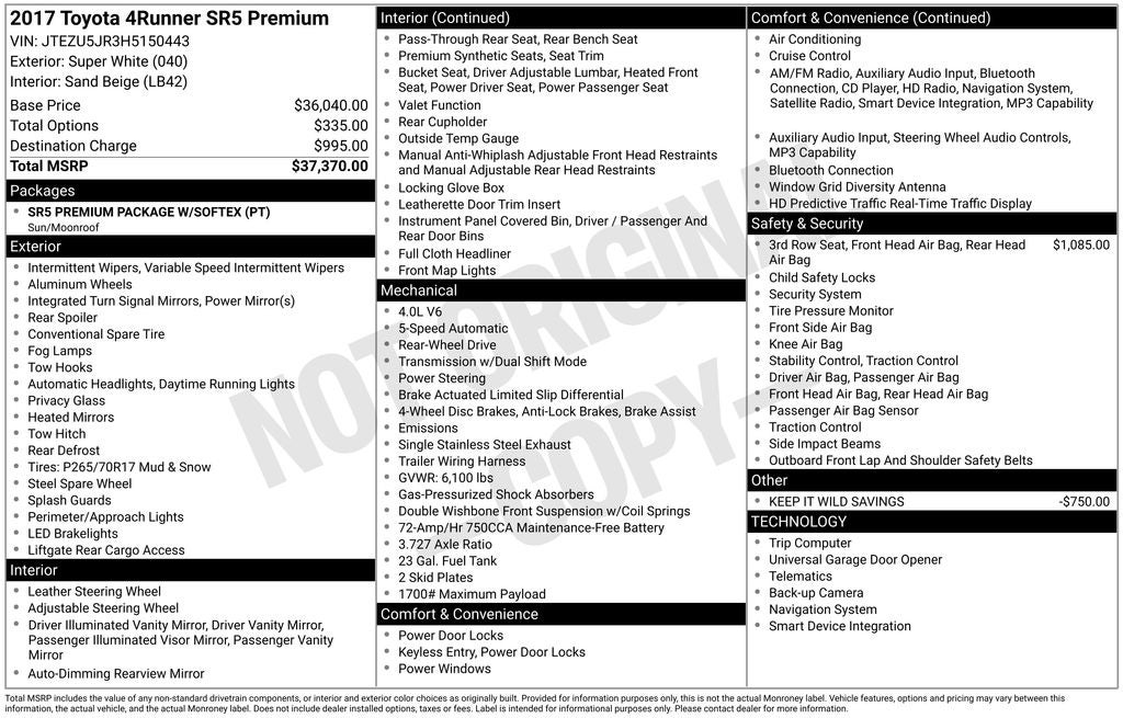 2017 Toyota 4Runner SR5 Premium