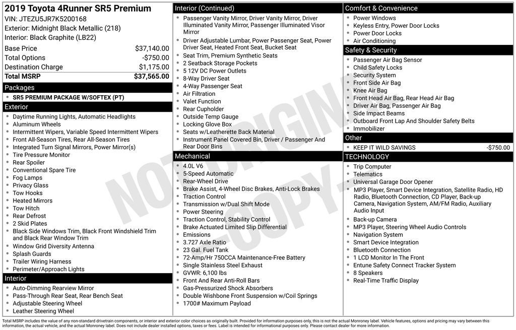 2019 Toyota 4Runner SR5 Premium