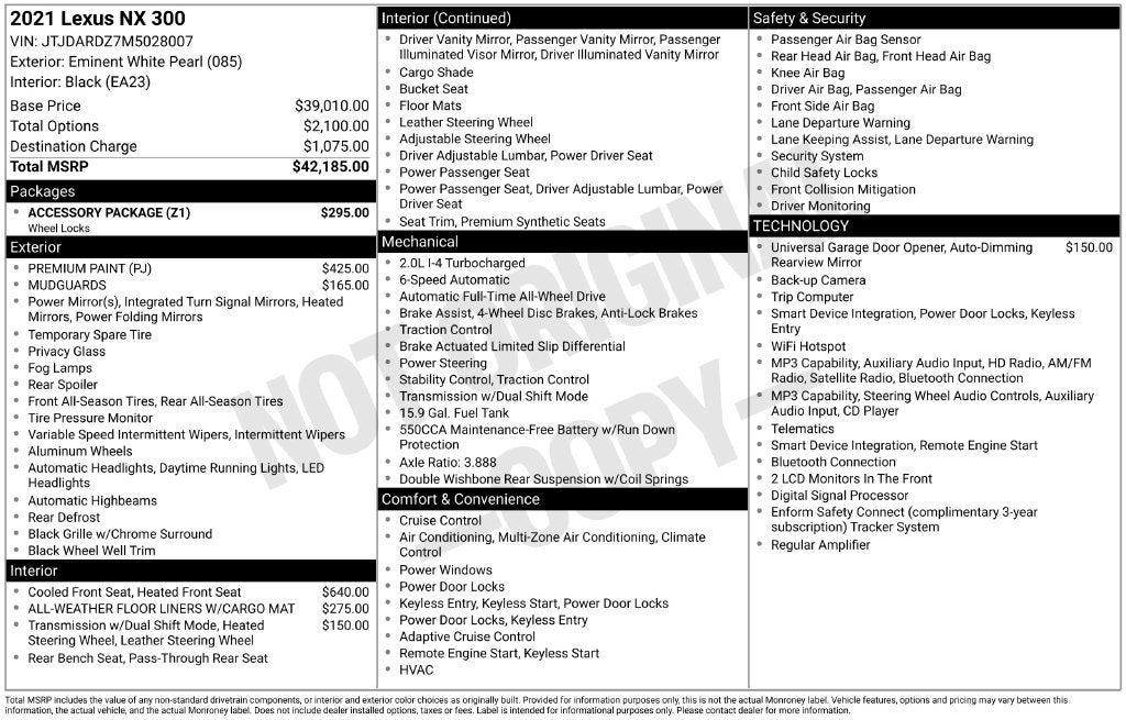 2021 Lexus NX 300 Base