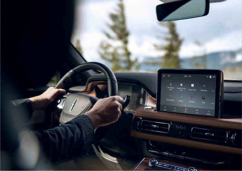 The Lincoln+Alexa app screen is displayed in the center screen of a 2023 Lincoln Aviator® Grand Touring SUV | Gray-Daniels Lincoln in Brandon MS