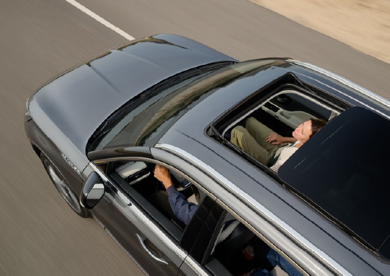 The available panoramic Vista Roof® of a 2027 Lincoln Aviator® SUV is open. | Gray-Daniels Lincoln in Brandon MS
