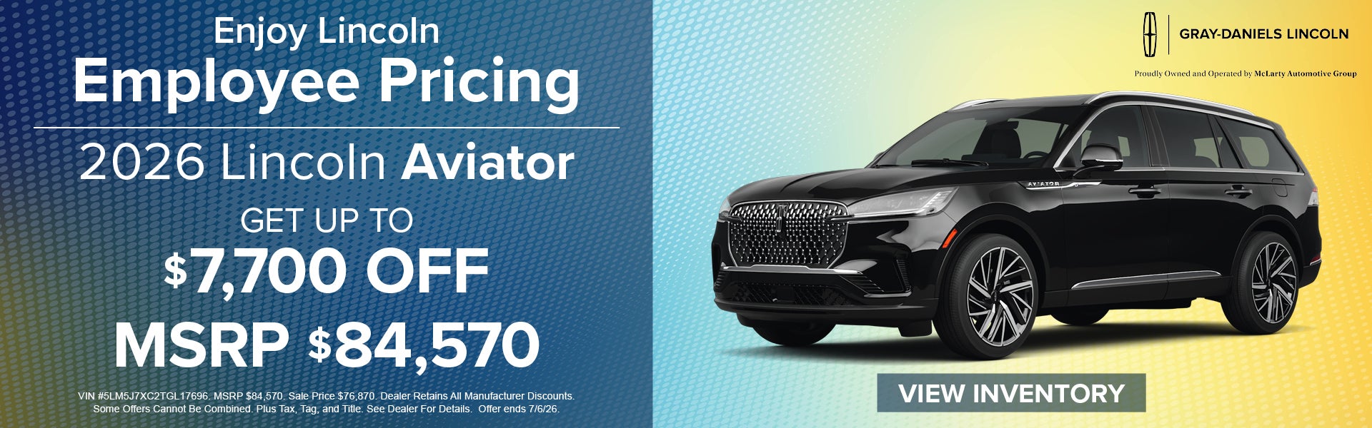$7,700 off MSRP- 2026 Lincoln Aviator